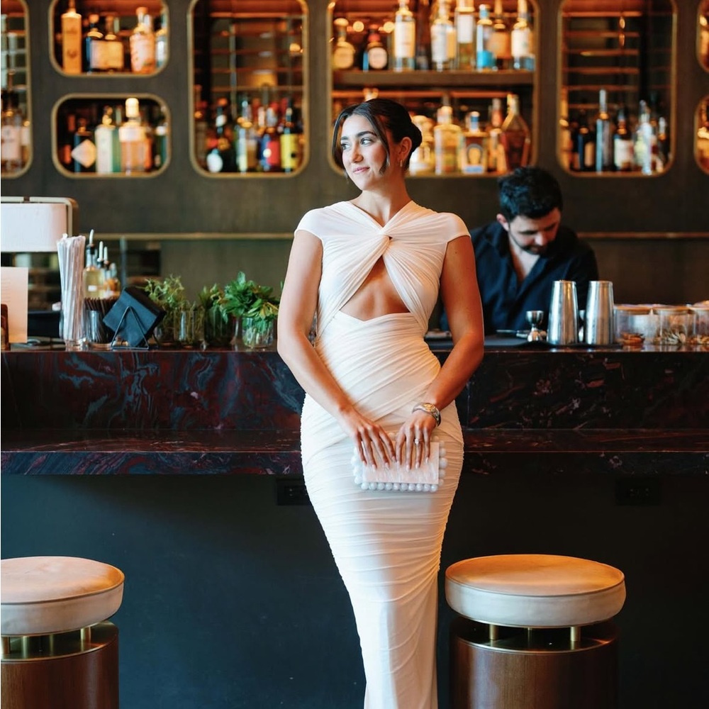 Ronny Kobo Nasha Twist-Front Cut-Out Maxi Dress in Off White - Picture 7 of 7